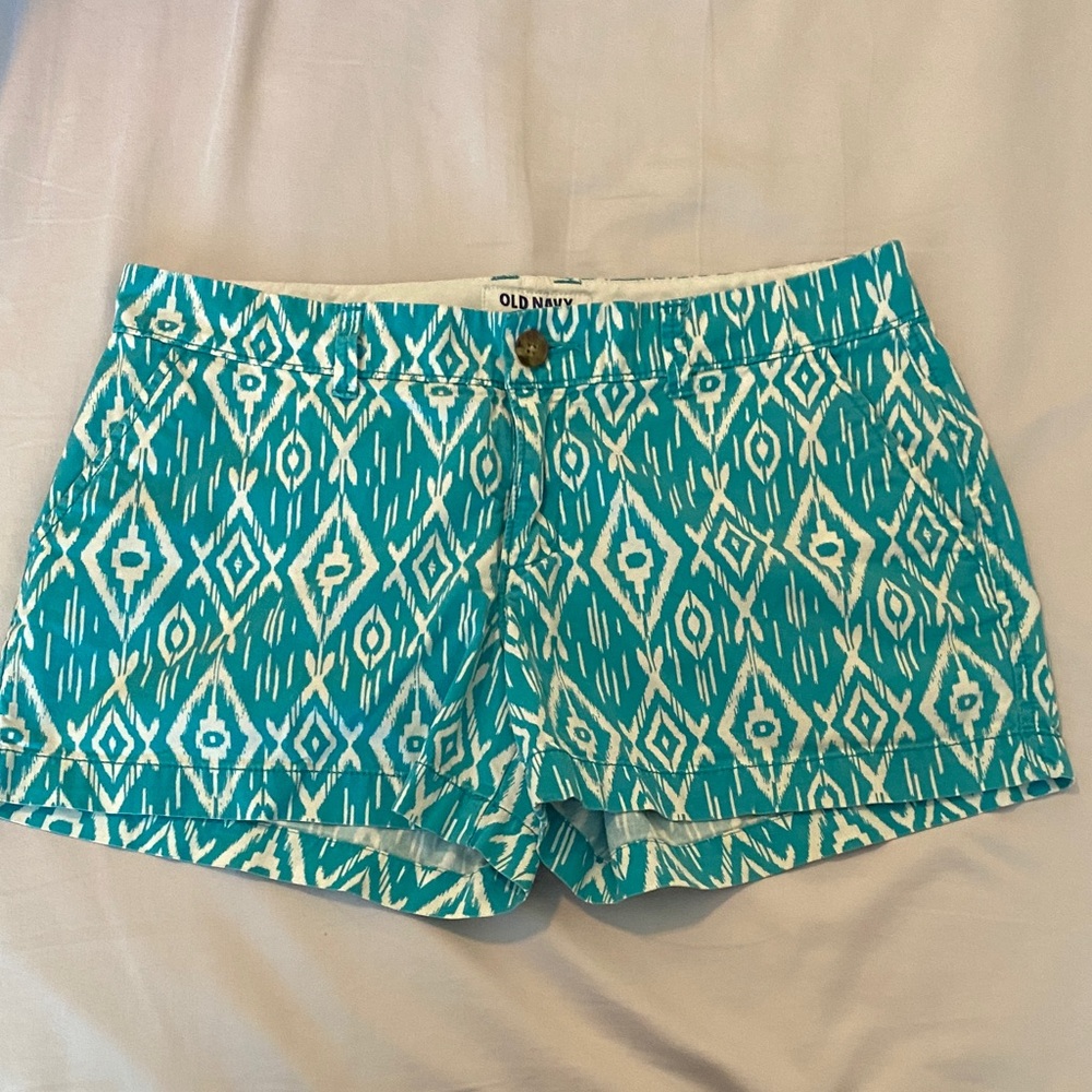 Old Navy Women's High Waist Turquoise Patterned Shorts